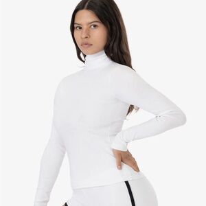 Los Angeles Apparel Baby Rib White Turtleneck Top